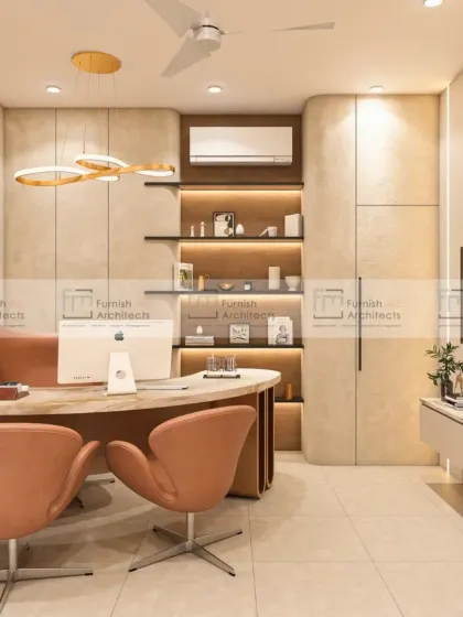 A doctor's cabin should be both professional and reassuring. We designed this office with a clean layout, ample storage, and comfortable seating to ensure a space that is efficient for the doctor and calming for the patient.