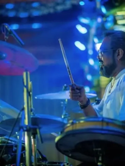 Our drummer, keeping the beat steady for a night of dancing and celebration.