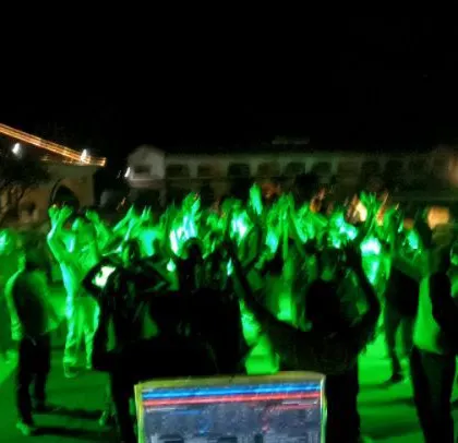 The view from my console as a corporate team enjoys the party. My goal is to make sure everyone leaves with a smile and great memories.