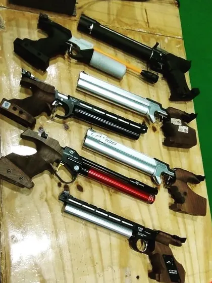 Just a little pew pew action. This collection shows the intricate design and build quality of the professional air pistols we use at the academy.