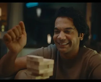 Actor Rajkummar Rao in a candid moment during the Tanishq commercial shoot. I chose a simple, soft-toned t-shirt for him to create a relaxed and approachable feel that felt true to the campaign's story of love and companionship.