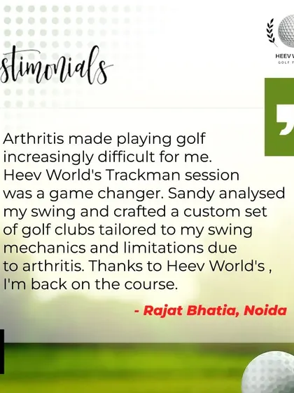 A testimonial from a client with arthritis who was able to get back on the course after I crafted a custom set of clubs tailored to his physical limitations and swing mechanics.