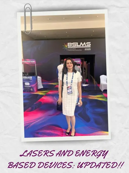 My commitment is to provide treatments based on the latest medical science. Here I am at the BSLMS 2025 conference, staying updated on the newest advancements in lasers and energy-based devices for dermatology.