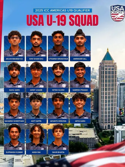 The official USA U-19 Squad for the ICC Americas Qualifiers, featuring our own Shiv Shani. We are thrilled to see our players competing at the international level.