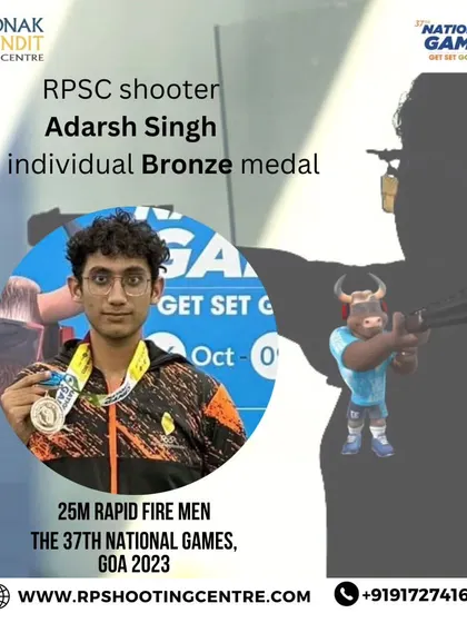 Congratulations to our shooter Adarsh Singh for winning an individual Bronze medal in the 25m Rapid Fire Men event at the 37th National Games in Goa.
