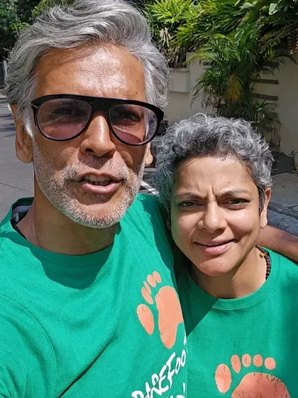 A selfie with my friend Milind Soman during a promo run. We are so excited to bring the joy of barefoot running to more people every year.