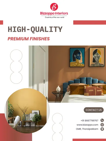 A graphic showcasing our commitment to high-quality, premium finishes, from sleek acrylic to matte and glossy laminates.