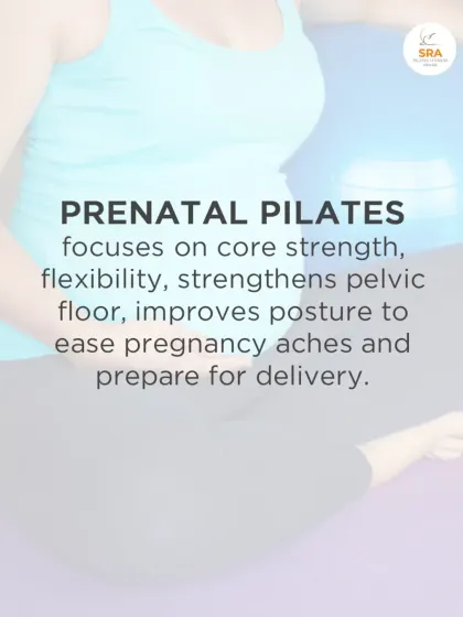 Prenatal Pilates focuses on core strength, pelvic floor health, and improved posture to ease pregnancy aches and prepare the body for delivery.
