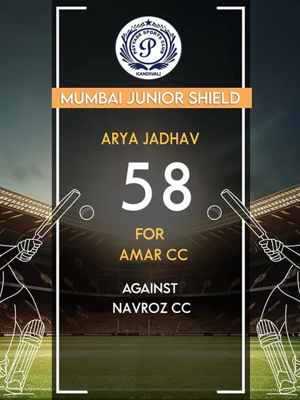 Arya Jadhav scored another 58 runs for Amar Cricket Club, showing his consistent form.