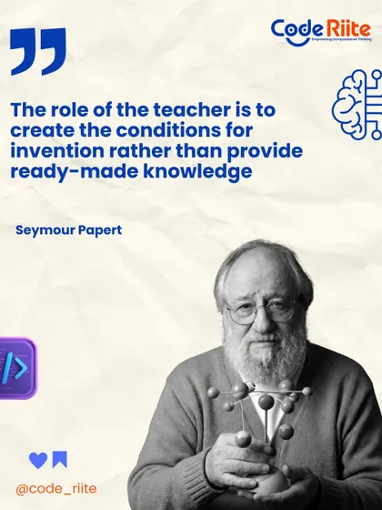 "The role of the teacher is to create the conditions for invention." This quote from Seymour Papert captures our mission perfectly. We don't give kids ready-made answers; we empower them to think, experiment, and invent solutions on their own.