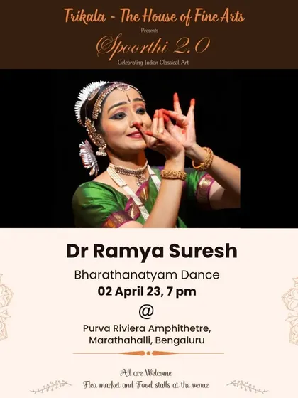The poster for Spoorthi 2.0, where I performed at the Purva Riviera Amphitheatre in Marathahalli, Bengaluru.