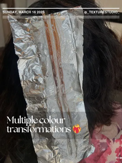 A peek at a color transformation in progress. The foil placement is key to creating a beautiful, blended result.