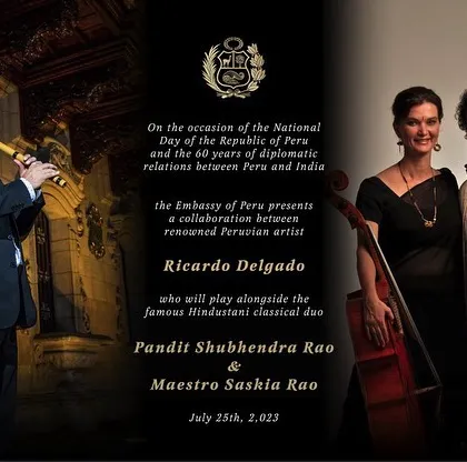 The official invitation for our collaboration with renowned Peruvian artist Ricardo Delgado, celebrating 60 years of diplomatic relations between Peru and India.