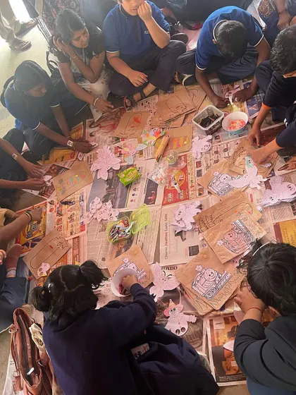 A busy craft session in full swing. I provide all the materials so kids can dive right into the fun of creating.