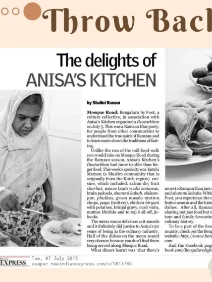 We are proud of our history. This is a throwback to a 2015 article in the Indian Express that featured my mom Anisa and the authentic Kutchi Memon cuisine we are known for.