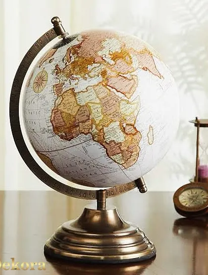 Our classic world map globe with an antique finish and a metal stand. This is a consistently popular item for corporate gifting, symbolizing global reach and ambition.