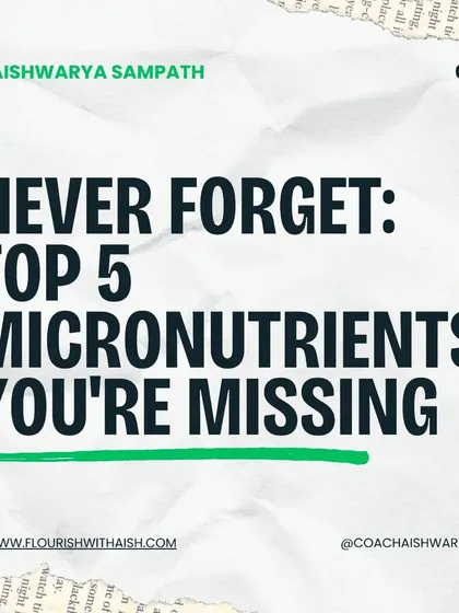 Feeling tired, unable to lose weight, or experiencing skin issues? You might be deficient in key micronutrients. This series will guide you through the top 5 nutrients many people are missing and how to get them.