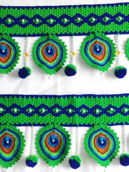 A pair of custom length peacock feather torans, ready for dispatch. I can make them in any size you need.