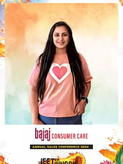 A duplicate of the Bajaj Consumer Care caricature, reinforcing the high-quality, branded output we deliver for major corporate conferences and events.
