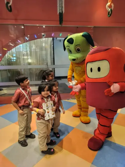 More happy faces from the Somerville International School visit. Our mascots are always a huge hit with visiting school groups.
