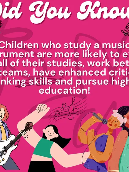 A quick fact: children who study a musical instrument often excel in their studies and develop critical thinking skills. We believe music education is a powerful tool for a child's overall development.