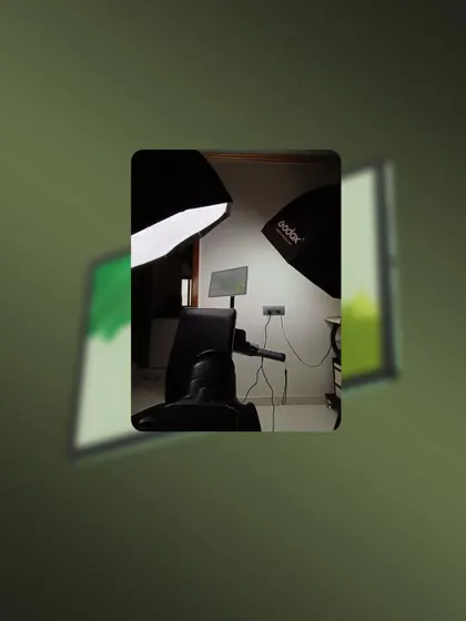 A closer look at the lighting setup for the realme Pad 2 shoot, showing the two softboxes used to create a soft, even light on the product.