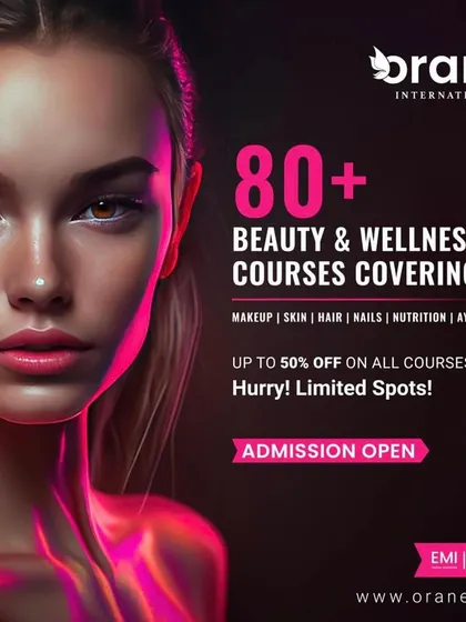 We offer over 80+ beauty and wellness courses with up to 50% off and 0% EMI options. This graphic highlights our commitment to making quality skill training accessible to everyone.