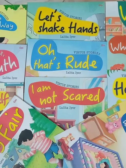 Our "Virtue Stories" collection helps teach important values like honesty, kindness, and courage through simple, relatable tales for young children.