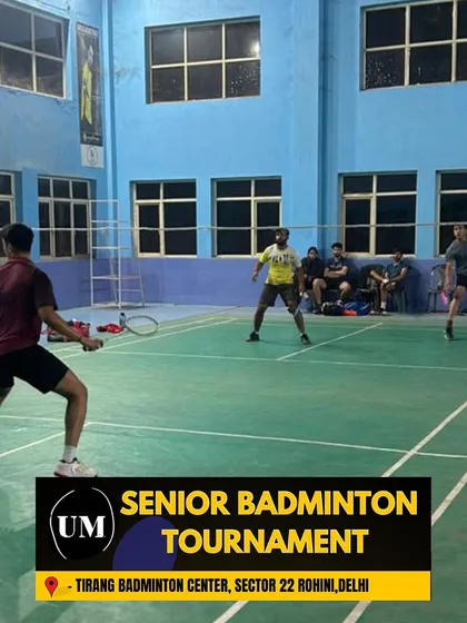 An action shot from a doubles match, with all four players engaged in a rally. Our courts provide ample space for dynamic movement and strategic play.