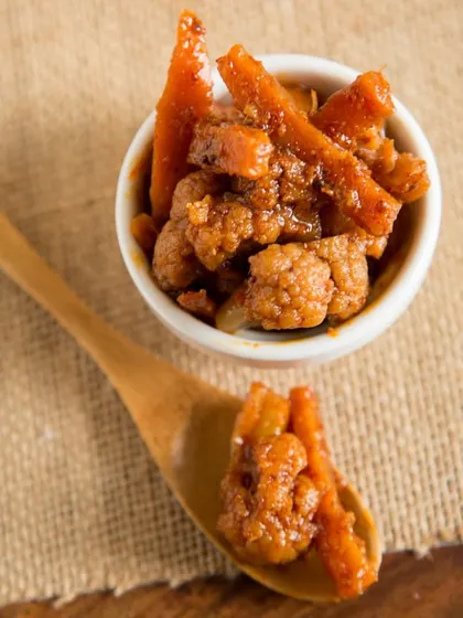 You can see the chunks of carrot and cauliflower in my Mixed Veg pickle. It’s a hearty, flavourful achaar that reminds people of home.