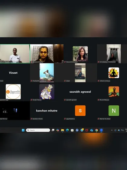 A diverse group of participants in our online meditation session. My classes are open to people of all ages and experience levels, creating an inclusive space for everyone to explore wellness.