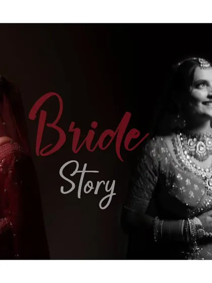 A promotional image showcasing my "Bride Story" service. It combines a color and black-and-white portrait to show the different moods and styles I can capture.