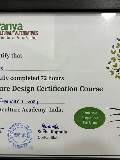 I'm proud to be a certified Permaculture designer. This certification represents my commitment to creating gardens that are not only beautiful but also sustainable, efficient, and work in harmony with nature. This philosophy is at the core of everything I do.