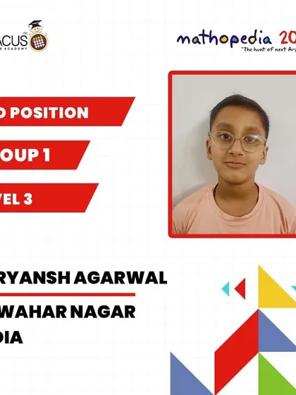 Suryansh Agarwal from Jawahar Nagar, India, securing 2nd Position.