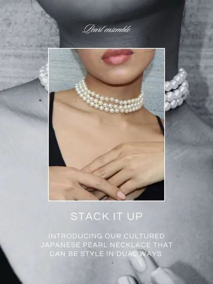 Inspired by Audrey Hepburn, created for you. This cultured Japanese pearl necklace can be styled as a stacked choker or a longer double strand, offering timeless elegance with a modern twist.