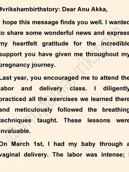 Asha Nair's journey is a reminder that with diligent practice of exercises and breathing techniques, a positive birth experience is within reach, even with an induced labor.
