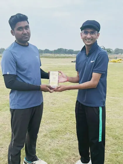 A player being awarded for his efforts in a 2023 match. We track and celebrate progress and performance throughout the year.