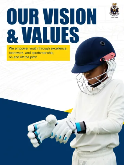 Our vision is to empower youth through excellence, teamwork, and sportsmanship. We build not just great cricketers, but great individuals on and off the pitch.