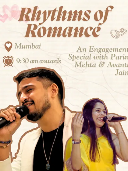 An event poster for a "Rhythms of Romance" engagement special. I was honored to perform with Avanti Jain to create a morning of beautiful music for the happy couple.