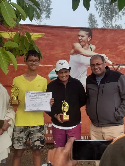 Players receiving their awards at the CS7 tournament in Rohtak.