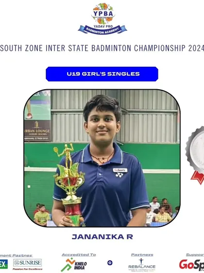 Jananika R securing a Silver medal in U19 Girl's Singles at the South Zone Inter-State Championship.