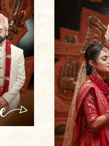 A diptych of romantic couple portraits, perfect for showcasing the love and connection on a wedding day.