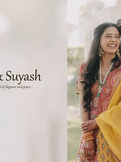 A beautifully designed title card and portrait, introducing the couple with elegance and grace, perfect for a wedding album.