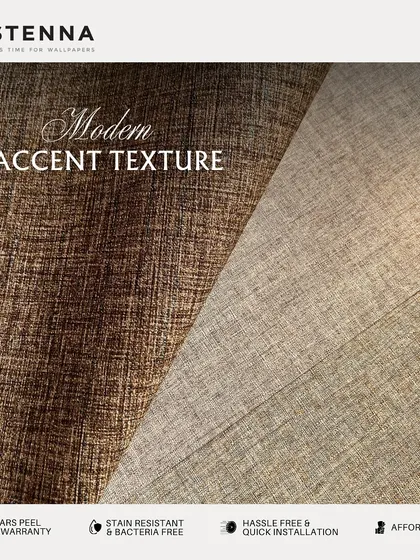 My modern accent textures, like this fabric-effect wallpaper, come in a range of solid colors. They are perfect for creating a sophisticated and contemporary look with a subtle, tactile finish.
