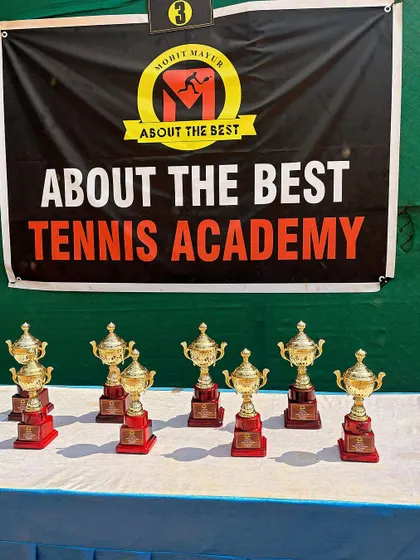 Another angle of the impressive trophy table at our ATB Tennis Open.