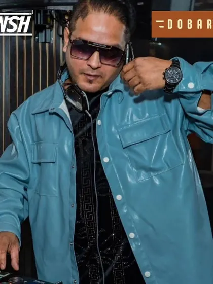 A cool blue look for a hot party night. This was taken during a gig at Dobaraa, where I was spinning a mix of Bollywood and tech house.