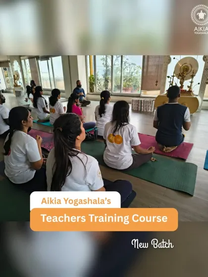 This branded image announces the start of a new TTC batch, capturing the moment of initiation as students sit in meditation, ready to embark on their transformative journey.