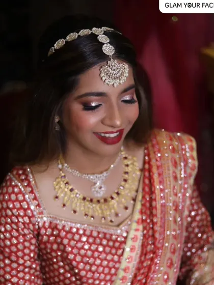A filter-free look at the glam and glitter makeover for Sarah's Walima. The focus is on radiant skin and sparkling eyes, creating a look that is perfect for the grand celebration.