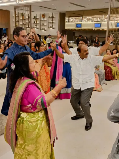 The dance floor is where the energy of an engagement party truly comes alive. It's pure joy to see guests of all ages letting loose and celebrating together.