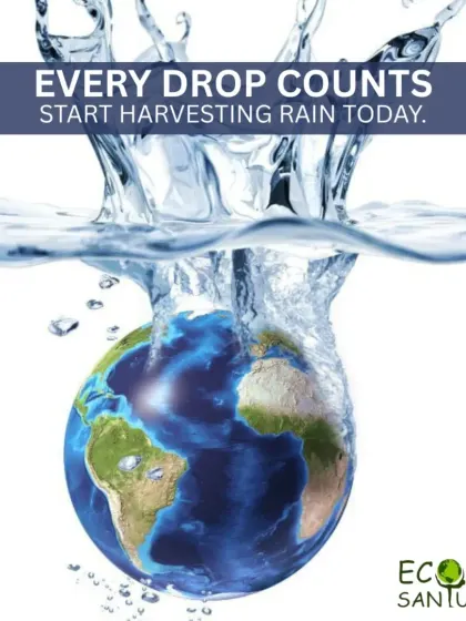 Every drop of rain that we save contributes to a larger pool of water for our planet. This image reinforces the message that starting to harvest rain today is a critical step towards water conservation.